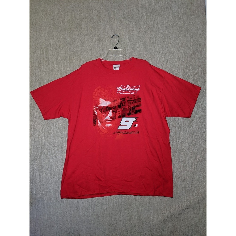 Chase Authentics Nascar Men's T Shirt Red 3XL Cotton Kasey Kahne No. 9 Budweiser